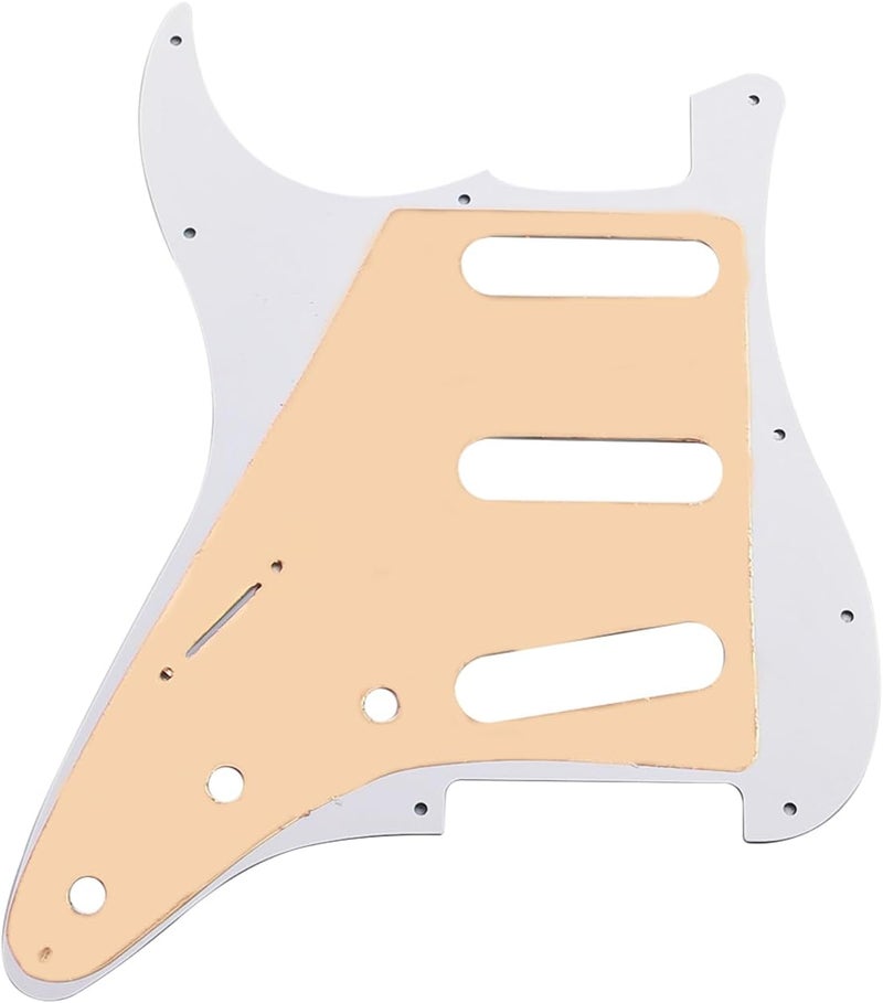phrilam Store SSS 11 Hole Copper foil Strat Pickguard ST Pick Guard Scratch Plate for Fender USA/Mexican Standard Stratocaster Modern Style Electric Guitar,White 3ply - Image 2